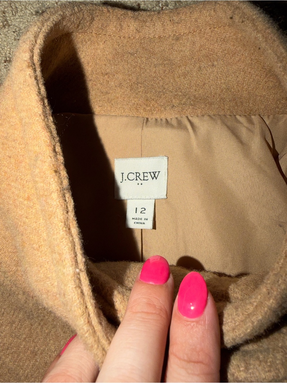 J. Crew Women's Camel Wool Pea Coat - Picture 3 of 3